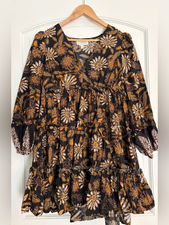 Cleobella Dresses & Skirts - Cleobella Tilda Mini Dress in a black and gold floral Organic Cotton Size M